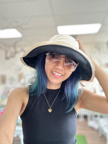 Cotton Reversible Large Brim Sun Hat: MiMi Hat