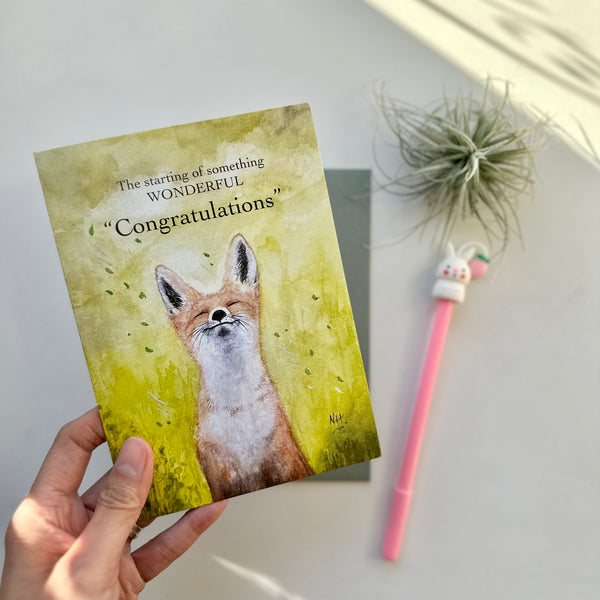 Something Wonderful " Congratulation Fox" Greeting Cards