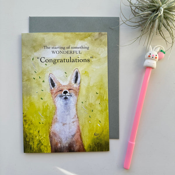 Something Wonderful " Congratulation Fox" Greeting Cards