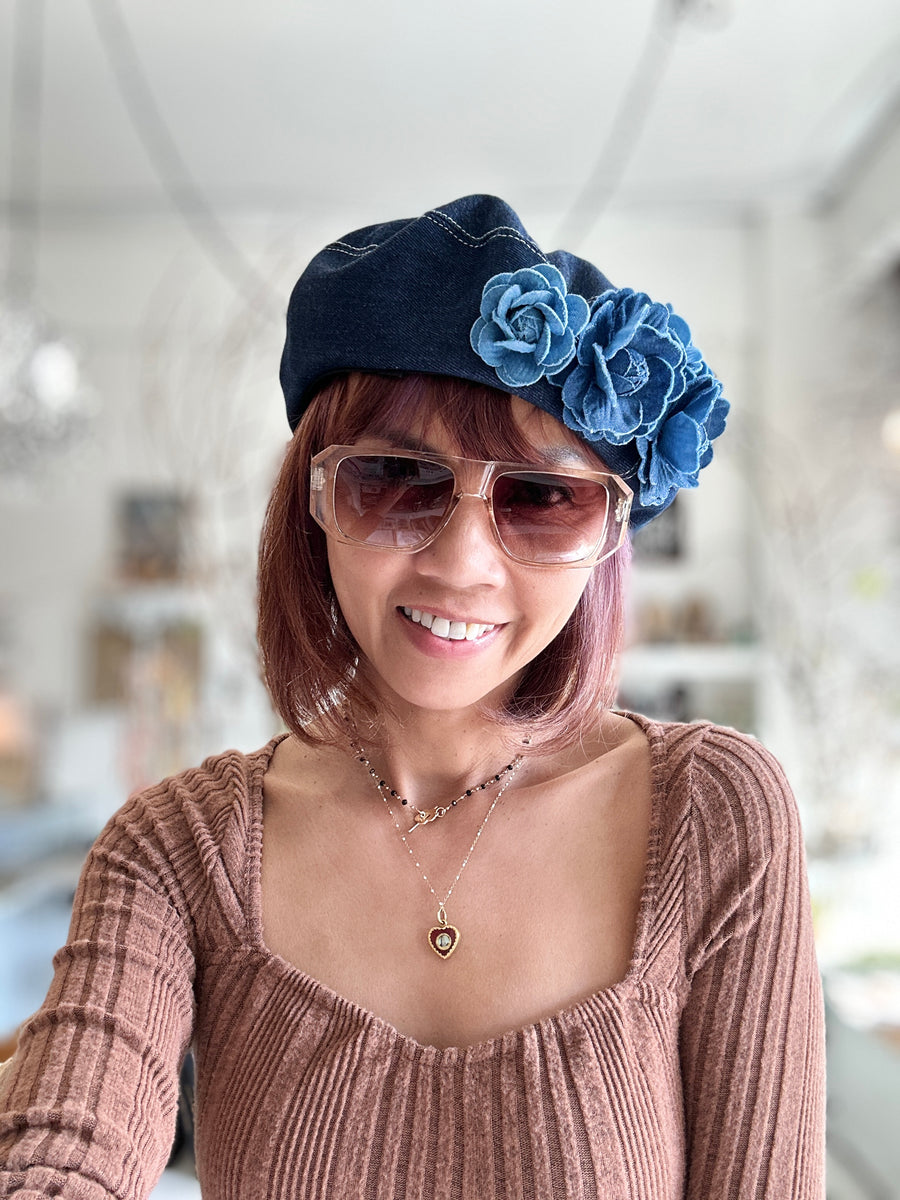 Chapeau d’ O Flower Lace Denim Beret Chapeau d' O Flower Lace Denim Beret - メルカリ