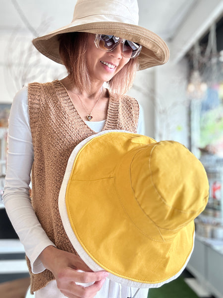 Cotton Reversible Large Brim Sun Hat: MiMi Hat
