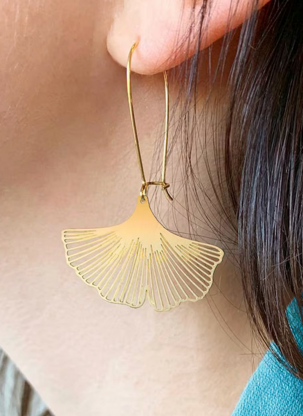 Ginkgo Biloba Leaf Lightweight Dangle Earrings