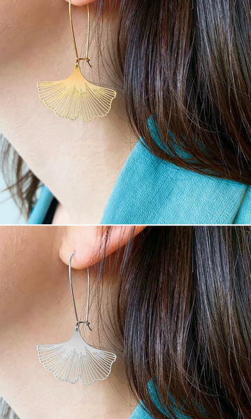 Ginkgo Biloba Leaf Lightweight Dangle Earrings