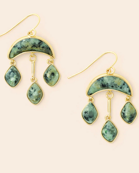 Stone Crescent Drop Earring
