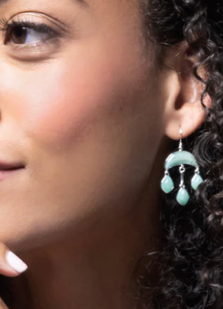 Stone Crescent Drop Earring