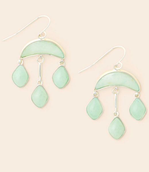 Stone Crescent Drop Earring