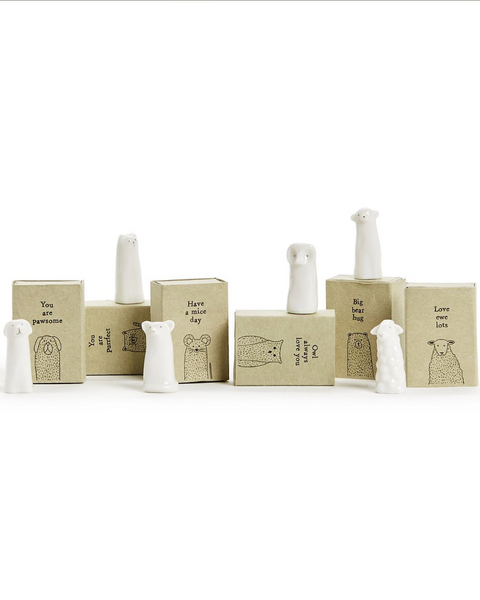 Sweet Tall Matchbox Animal in Gift Box with Saying