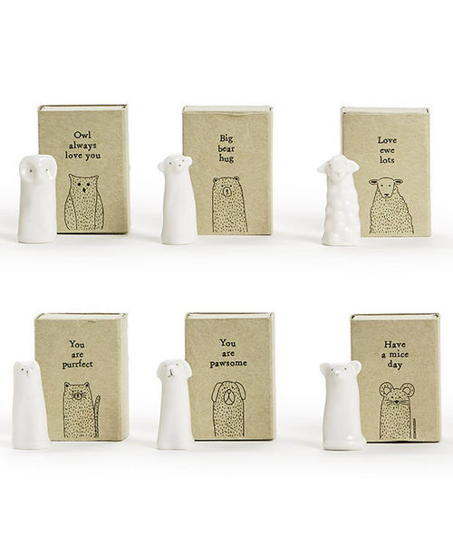 Sweet Tall Matchbox Animal in Gift Box with Saying