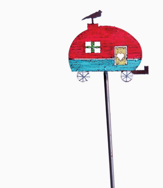 Bird on Camper Trailer Garden Stake