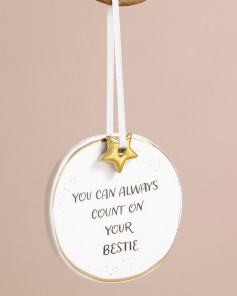 Sweet Sayings Quote Round Ceramic with Star Charm Ornament / Wall hanger