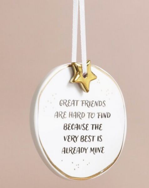 Sweet Sayings Quote Round Ceramic with Star Charm Ornament / Wall hanger