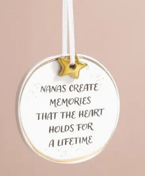Sweet Sayings Quote Round Ceramic with Star Charm Ornament / Wall hanger
