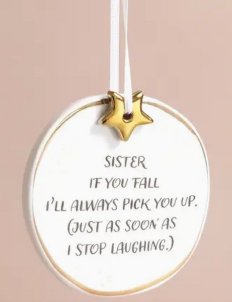 Sweet Sayings Quote Round Ceramic with Star Charm Ornament / Wall hanger