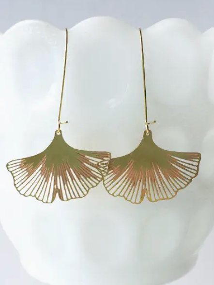 Ginkgo Biloba Leaf Lightweight Dangle Earrings