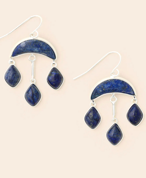 Stone Crescent Drop Earring