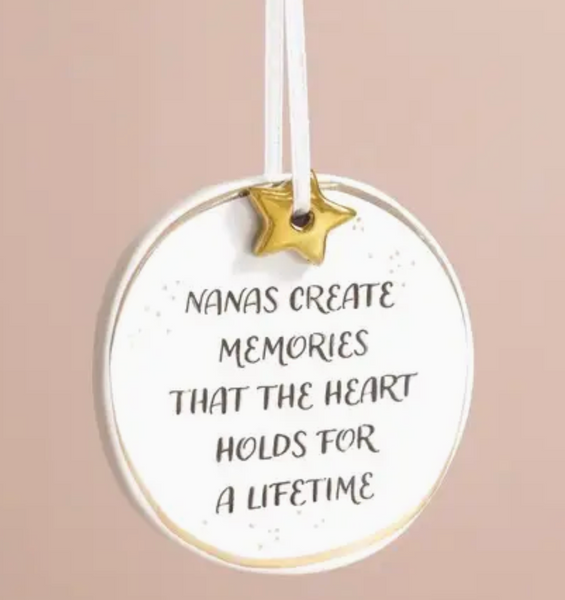 Sweet Sayings Quote Round Ceramic with Star Charm Ornament / Wall hanger