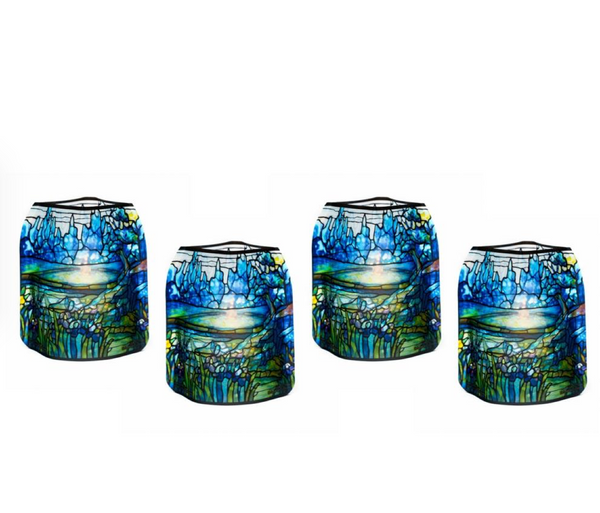 LOUIS C. TIFFANY IRIS LANDSCAPE Luminary Lantern / Candle Holder