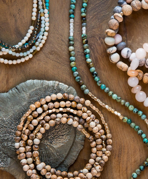 African Turquoise Stone Wrap Bracelet/Necklace