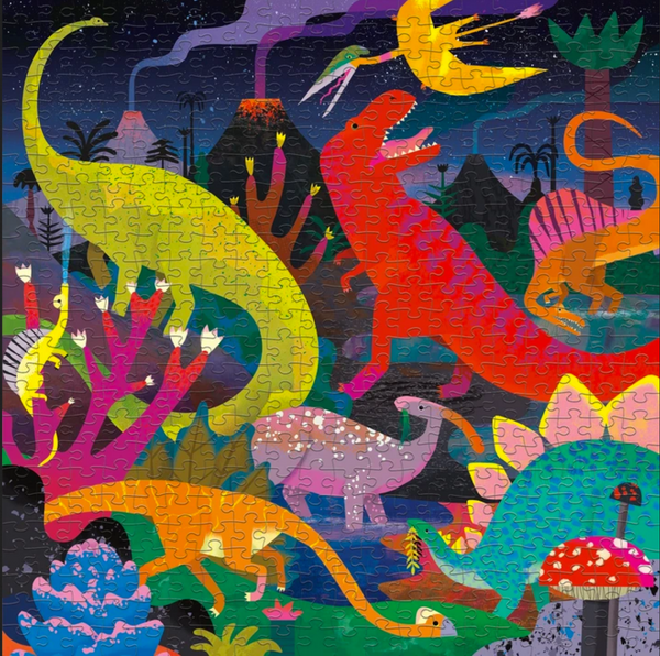 Dinosaurs Illuminated Glow In The Dark 500 Piece Family Jigsaw Puzzle