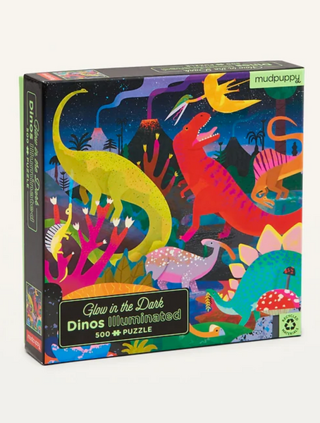 Dinosaurs Illuminated Glow In The Dark 500 Piece Family Jigsaw Puzzle