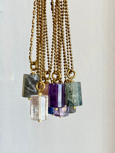 Semi-Precious Cube Charm Necklace