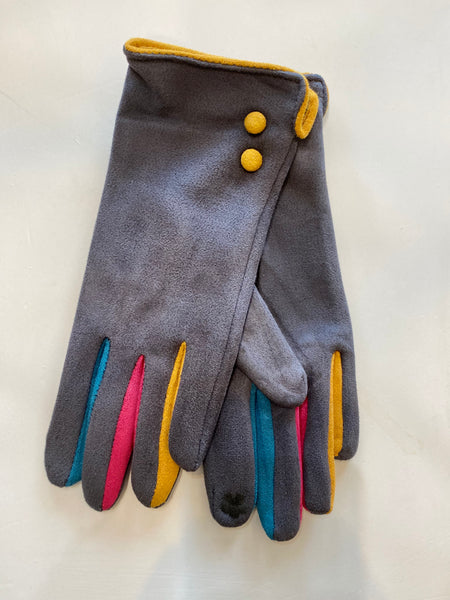 Stella Gloves: Colorful Women's Stylish Texting Gloves w/ Buttons Accents