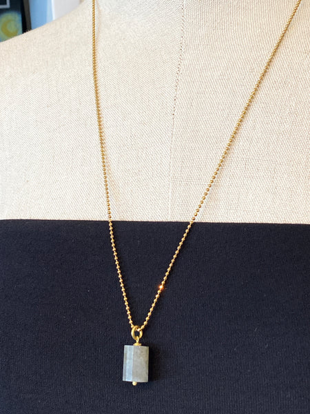 Semi-Precious Cube Charm Necklace