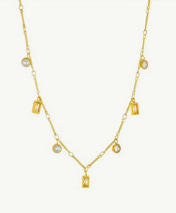 Gold Crystal Charm Necklace; Anna Necklace