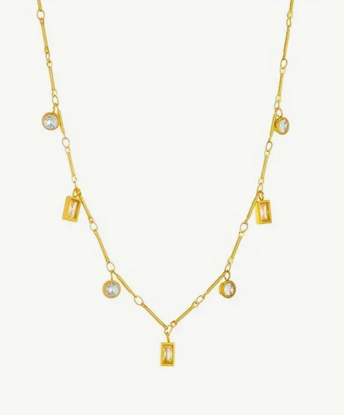 Gold Crystal Charm Necklace; Anna Necklace