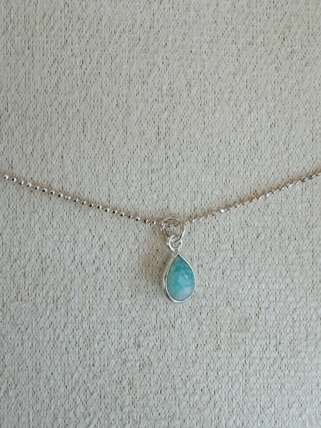 Dainty Semi Precious Charm on Faceted 925 Sterling Silver Necklace