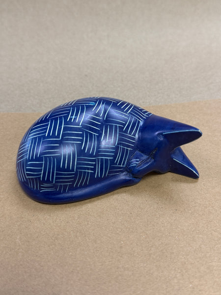 Handmade Soapstone Sleeping Cat Paperweight/Hand Carved Miniature Figurines/Sculptures