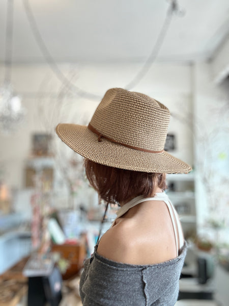 Packable Natural Fedora With Leather Tie Accents Sun Hat: Brooke Hat