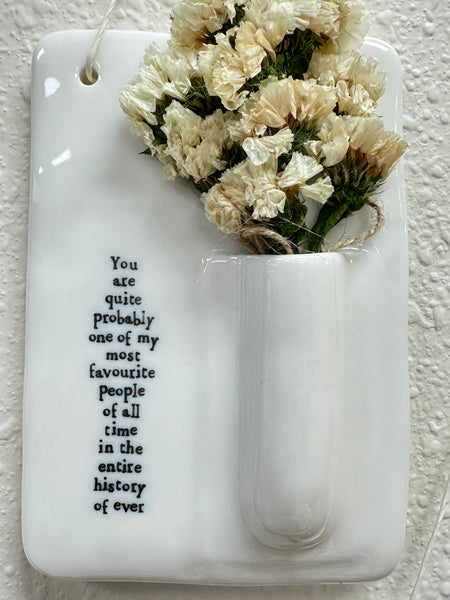 Sentimental Porcelain Wall Vase with Dried Flowers in Gift Box