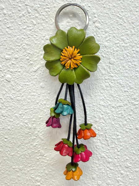 Handmade Genuine Leather Flowers Keyring / Bag Charm