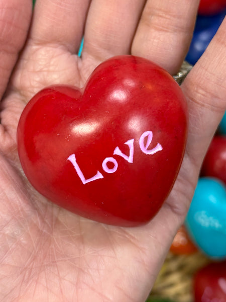 Hand Carved Soapstone 2" Puffy Heart