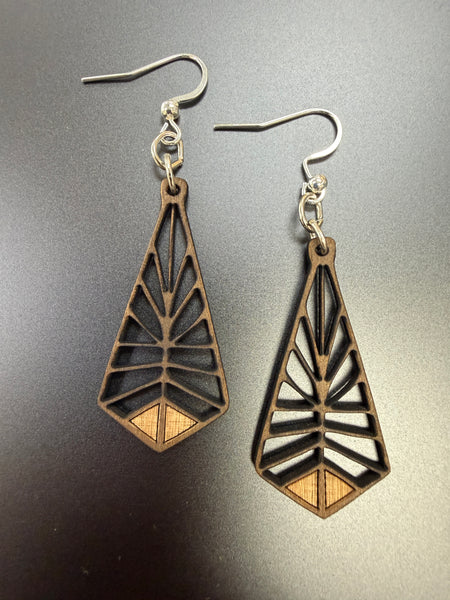 Tri Geo Wooden Earrings