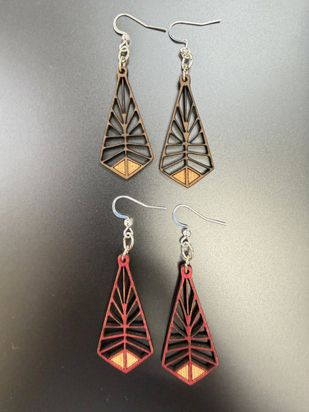 Tri Geo Wooden Earrings