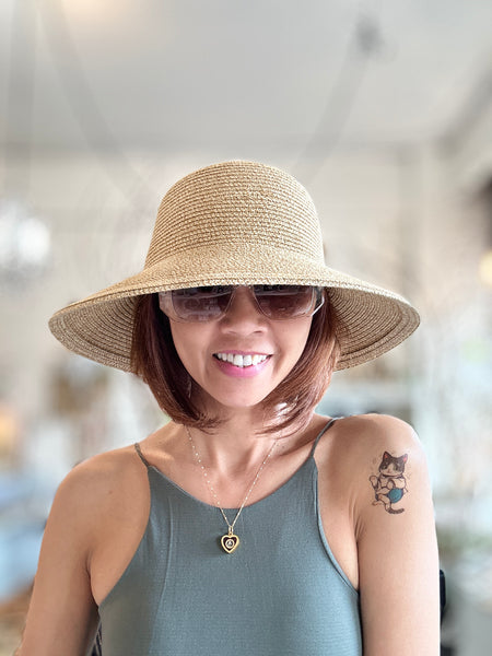 Fashion Straw Sun Hat with Bow Accents : Clara Hat