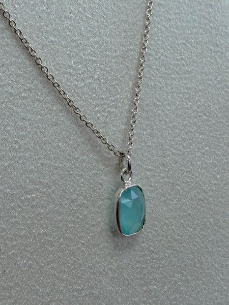 Blue Topaz Pendant on 925 Sterling Silver Chain Necklace