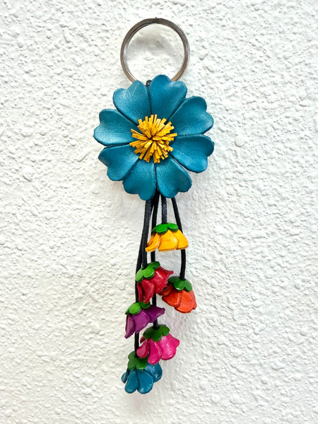 Handmade Genuine Leather Flowers Keyring / Bag Charm