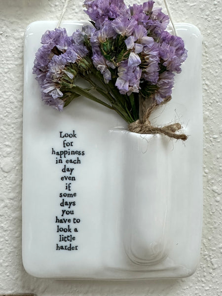 Sentimental Porcelain Wall Vase with Dried Flowers in Gift Box