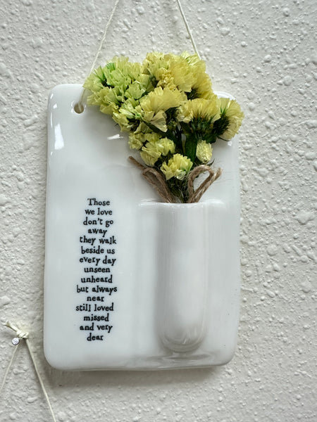 Sentimental Porcelain Wall Vase with Dried Flowers in Gift Box