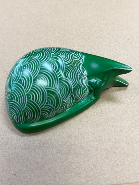 Handmade Soapstone Sleeping Cat Paperweight/Hand Carved Miniature Figurines/Sculptures