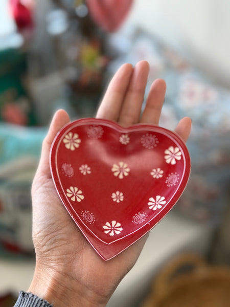 Soapstone Heart Dishes With Flowers Design Handmade in Kenya