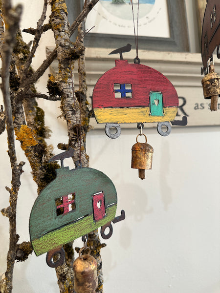 Bird on Camper Trailer w/ Bell: Mobile Wind Chime