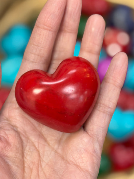 Hand Carved Soapstone 2" Puffy Heart