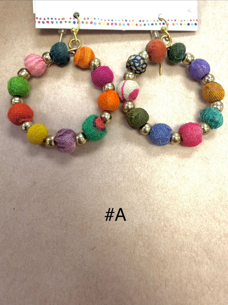 One of a Kind Encircled Kantha Earrings