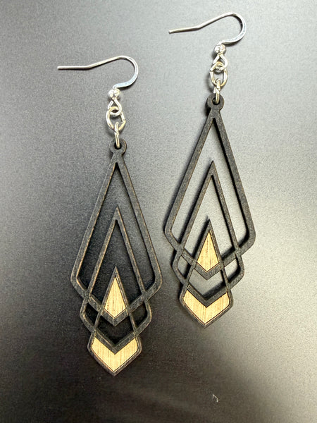 Chevron Deco Wooden Earrings: Made in CA