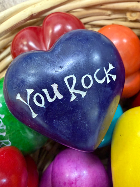 Hand Carved Soapstone 2" Puffy Heart