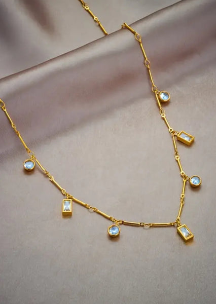 Gold Crystal Charm Necklace; Anna Necklace